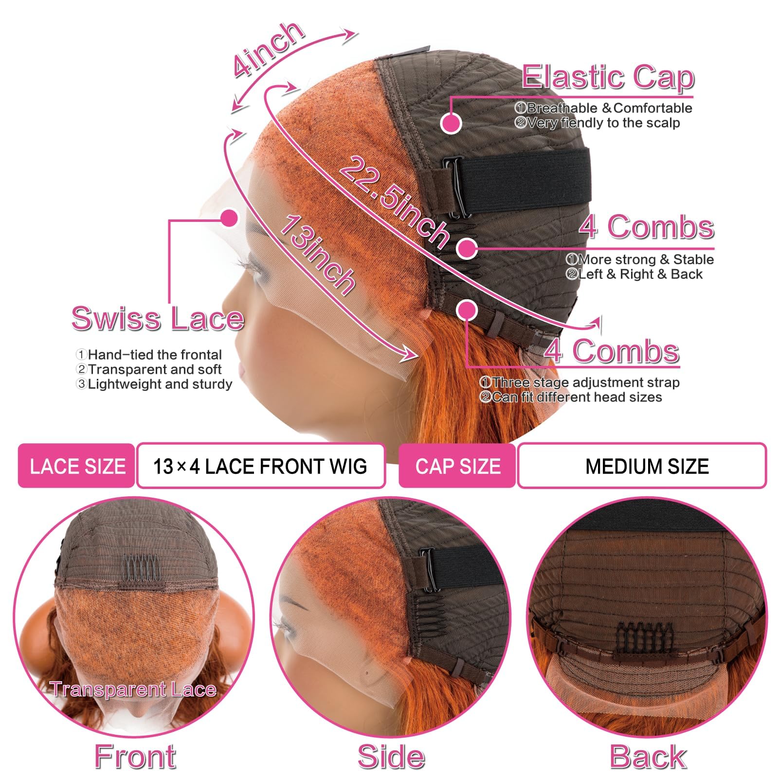 Amazon.com : Yeeport Ginger Lace Front Wigs Human Hair 13x4 Body